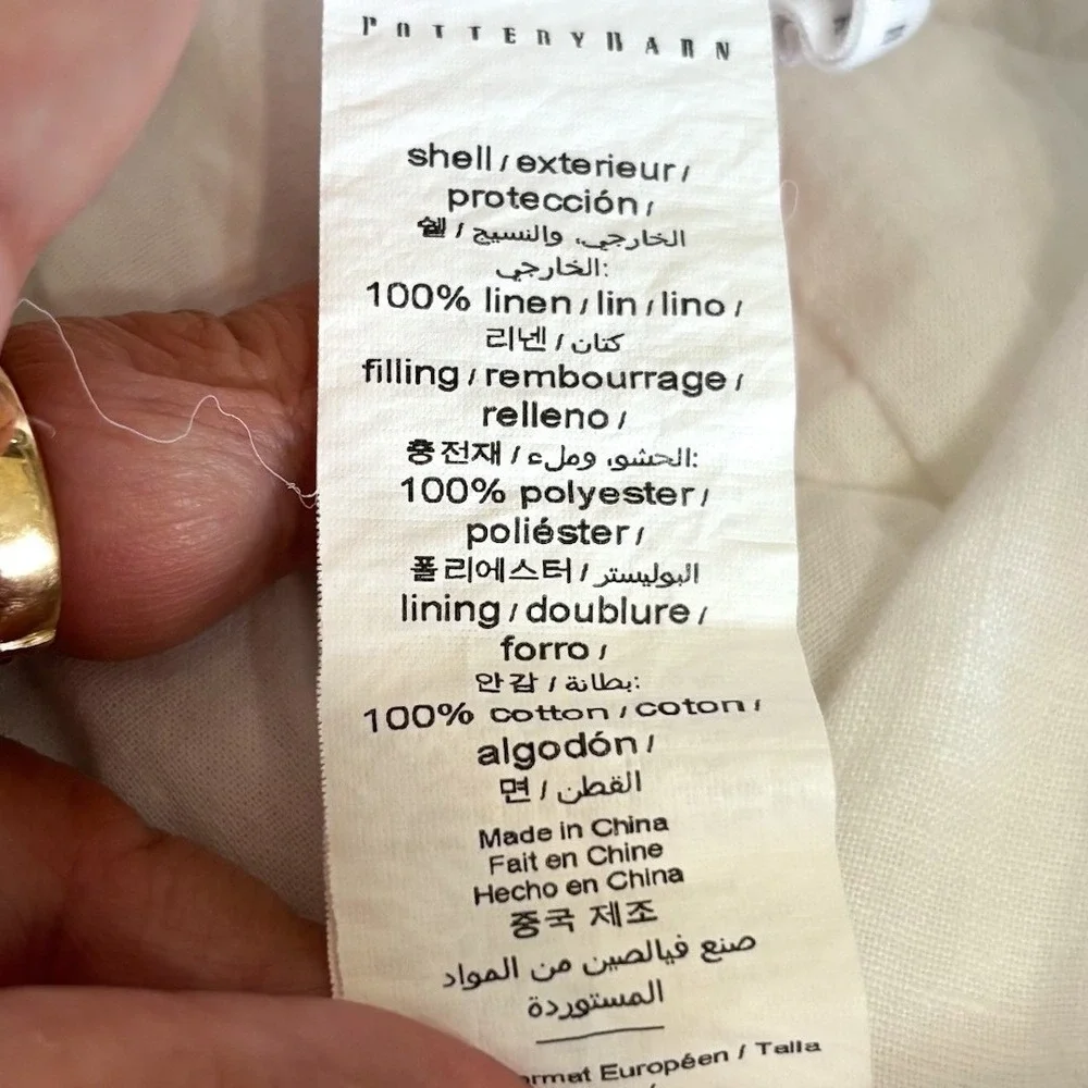 Pottery Barn Diamond Quilted Euro Sham (1) White Linen Cotton Square 26
